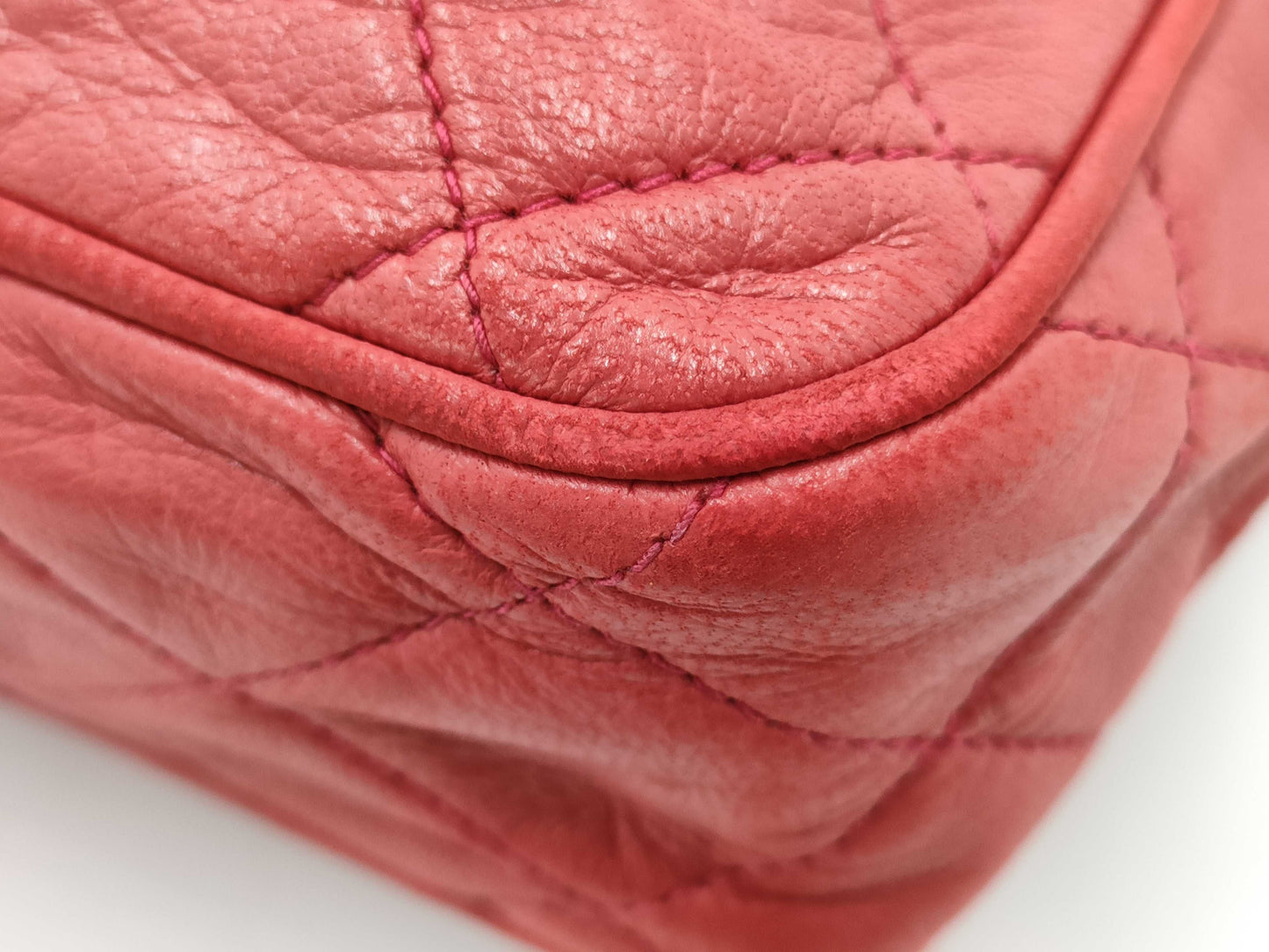 CHANEL Matelasse Fringe Chain Shoulder Bag, Red, Lamb, 0906535
