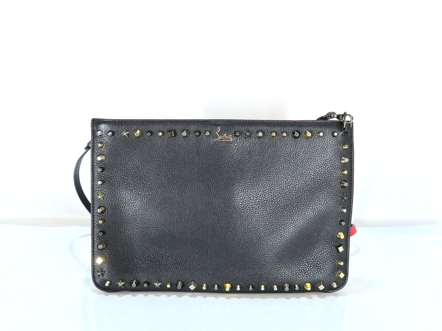 Christian Louboutin Studded Shoulder Bag/Clutch Bag in Black Leather