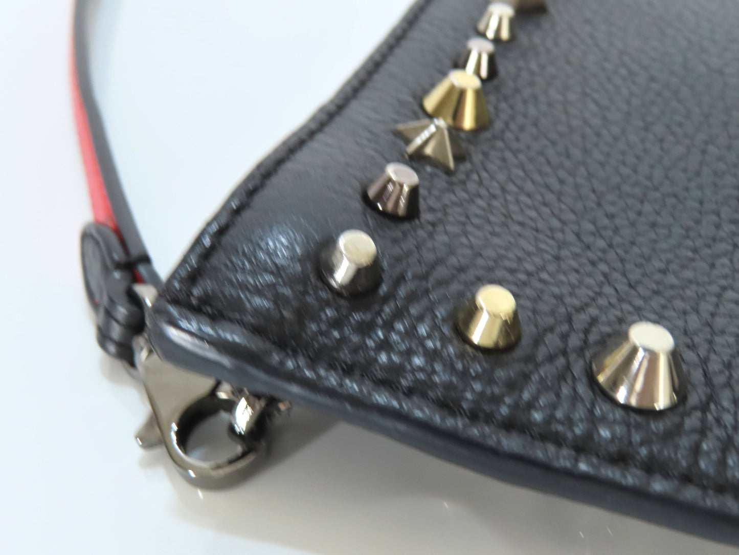 Christian Louboutin Studded Shoulder Bag/Clutch Bag in Black Leather