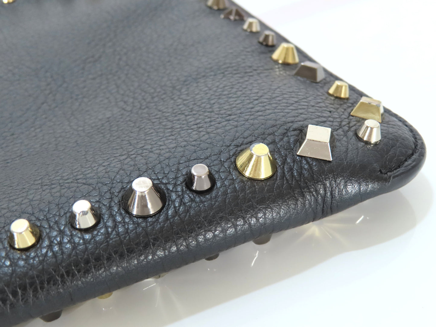 Christian Louboutin Studded Shoulder Bag/Clutch Bag in Black Leather