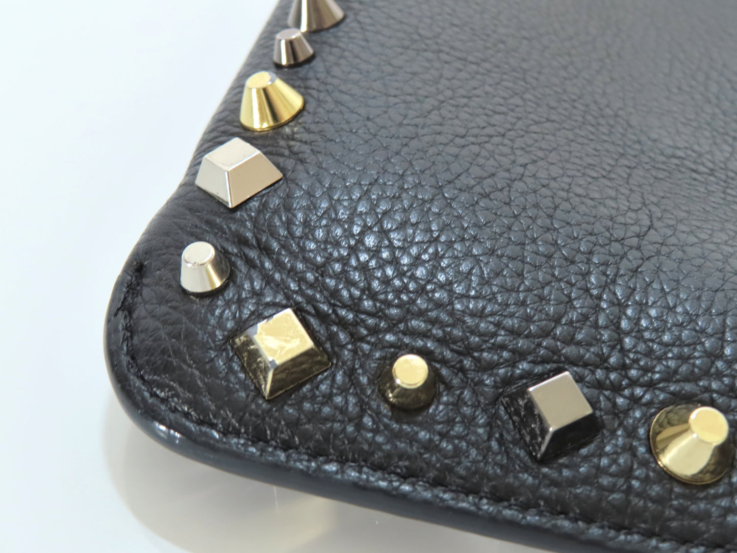 Christian Louboutin Studded Shoulder Bag/Clutch Bag in Black Leather