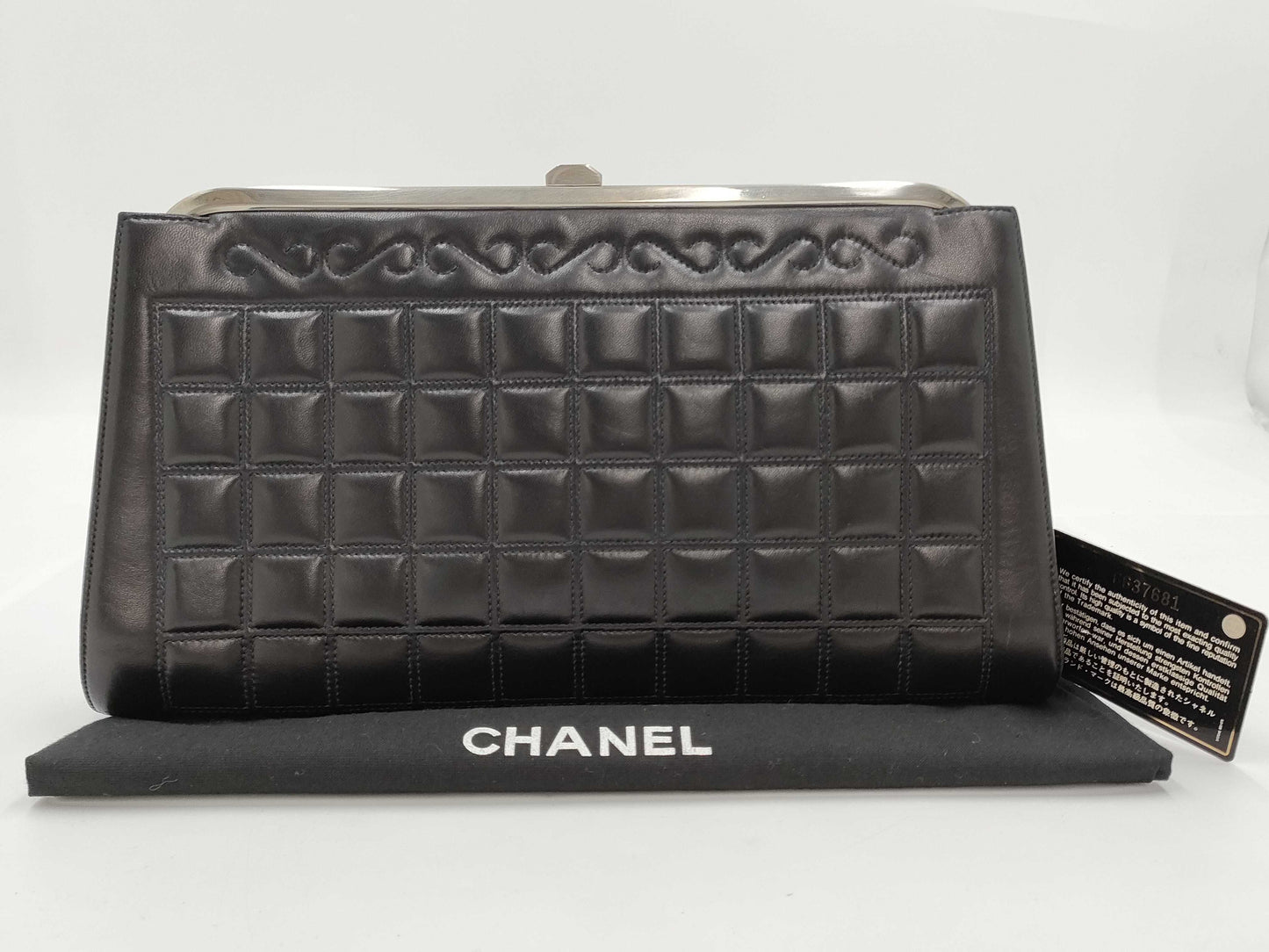 CHANEL Chocolate Bar Clasp Clutch Bag, Black, Rum, 6637681 Clutch Bag