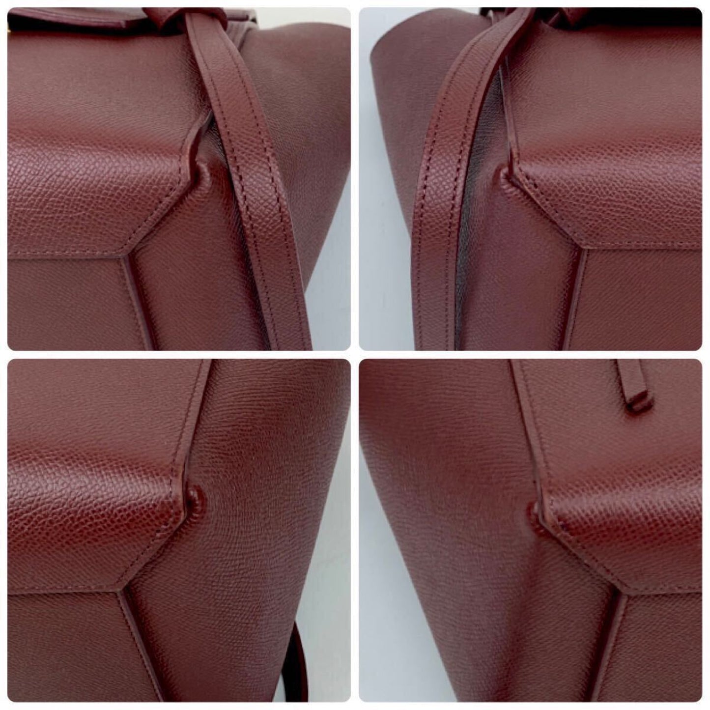 CELINE Mini Belt Bag, Limited Edition Color, 2-Way Handbag/Shoulder Bag, Bordeaux Leather with Gold Logo