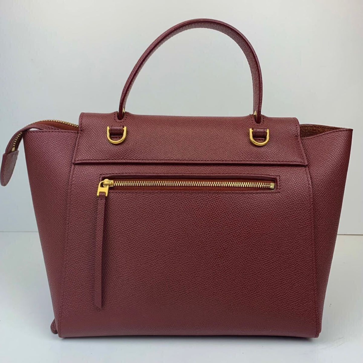 CELINE Mini Belt Bag, Limited Edition Color, 2-Way Handbag/Shoulder Bag, Bordeaux Leather with Gold Logo