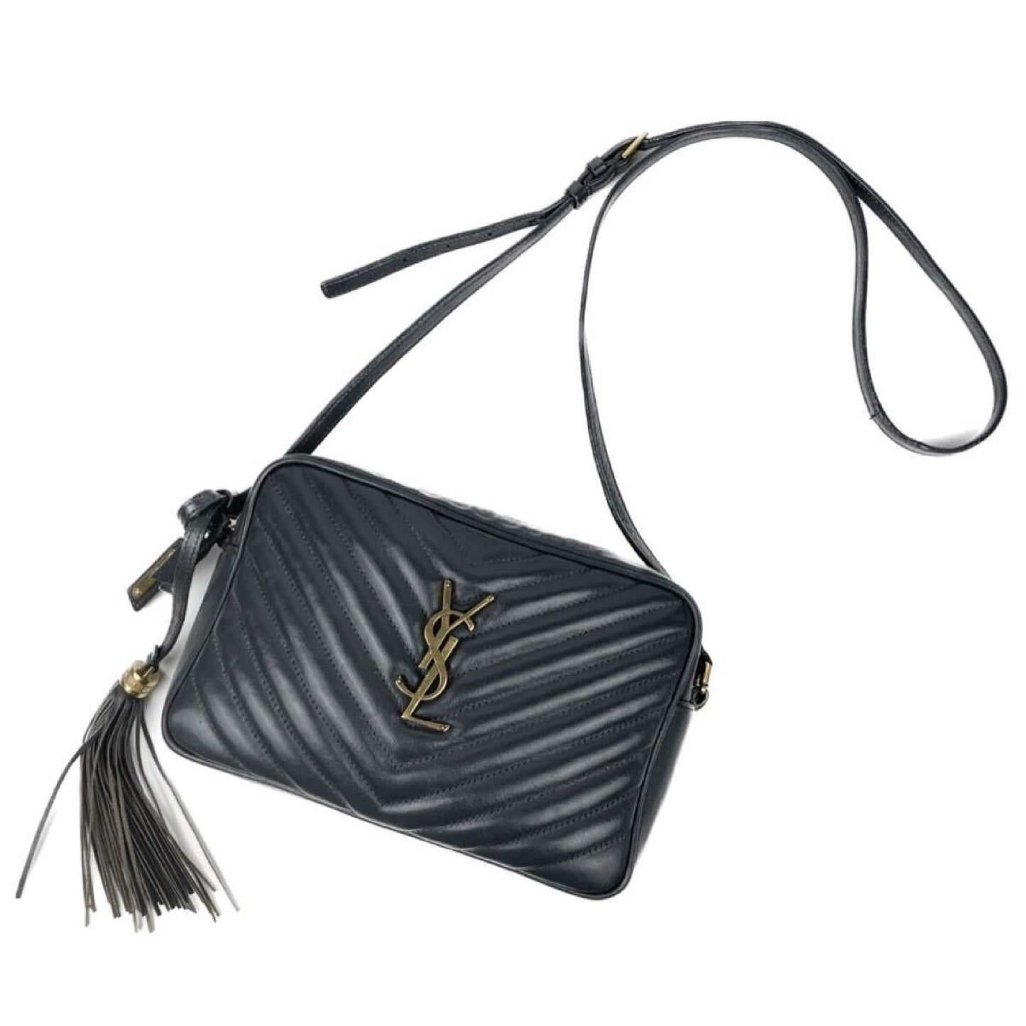 SAINT LAURENT YSL Cassandra Leather Shoulder Bag with Quilted Leather Tassel