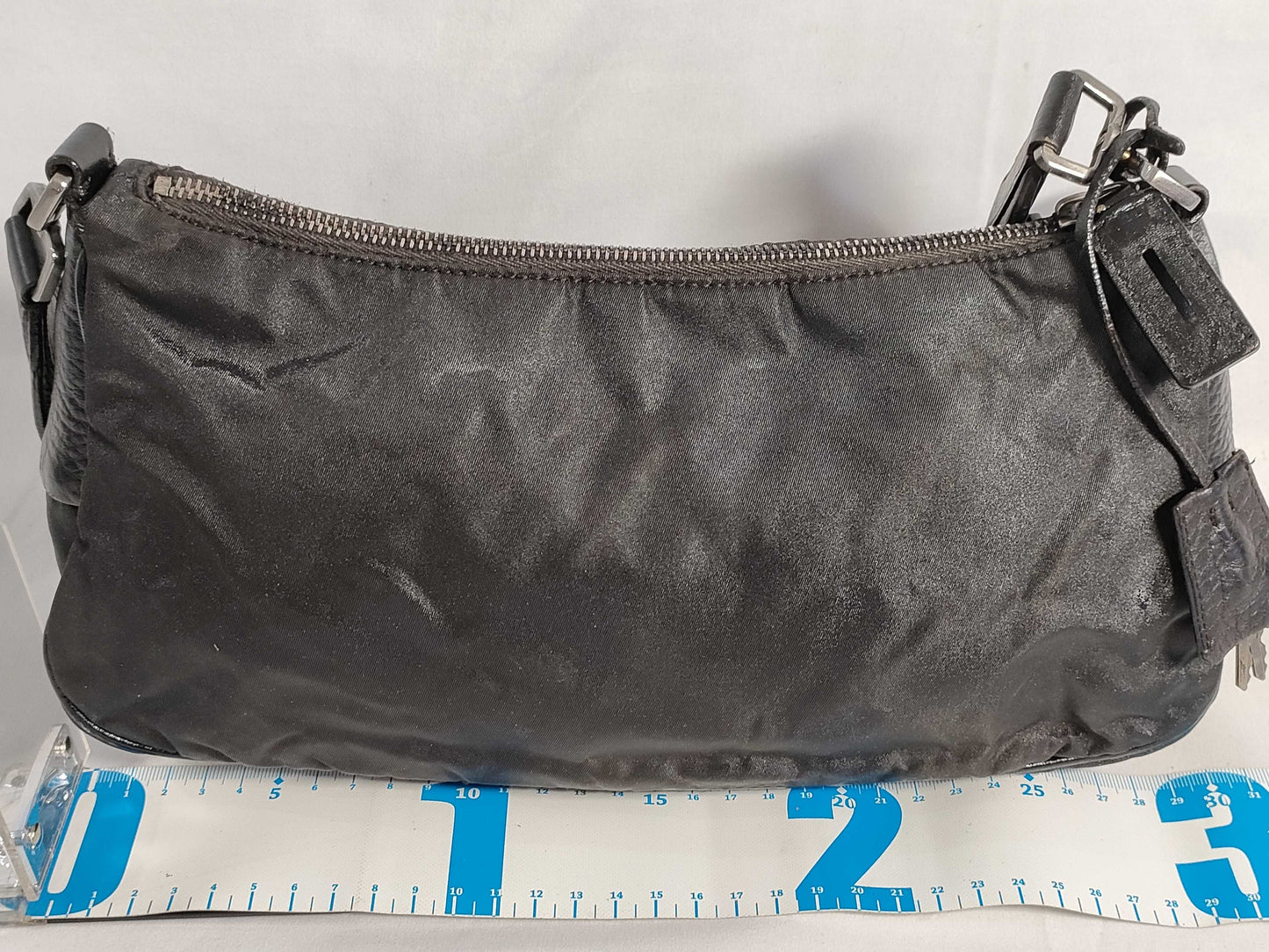 PRADA Nylon and Leather Shoulder Bag in Black