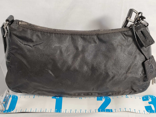 PRADA Nylon and Leather Shoulder Bag, Black