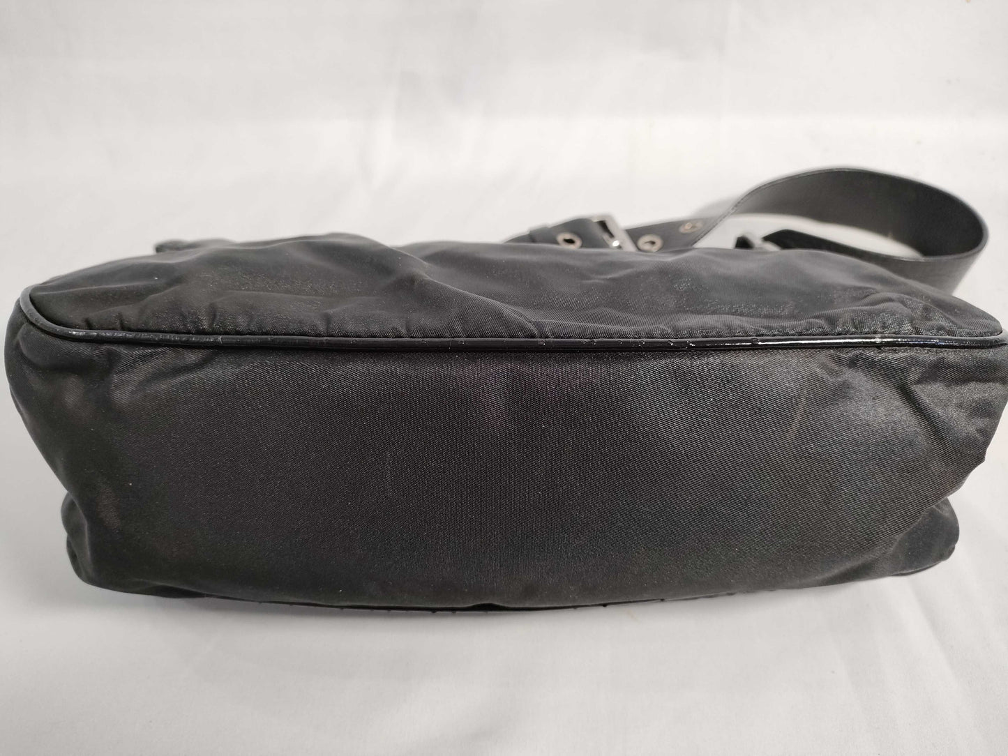 PRADA Nylon and Leather Shoulder Bag in Black