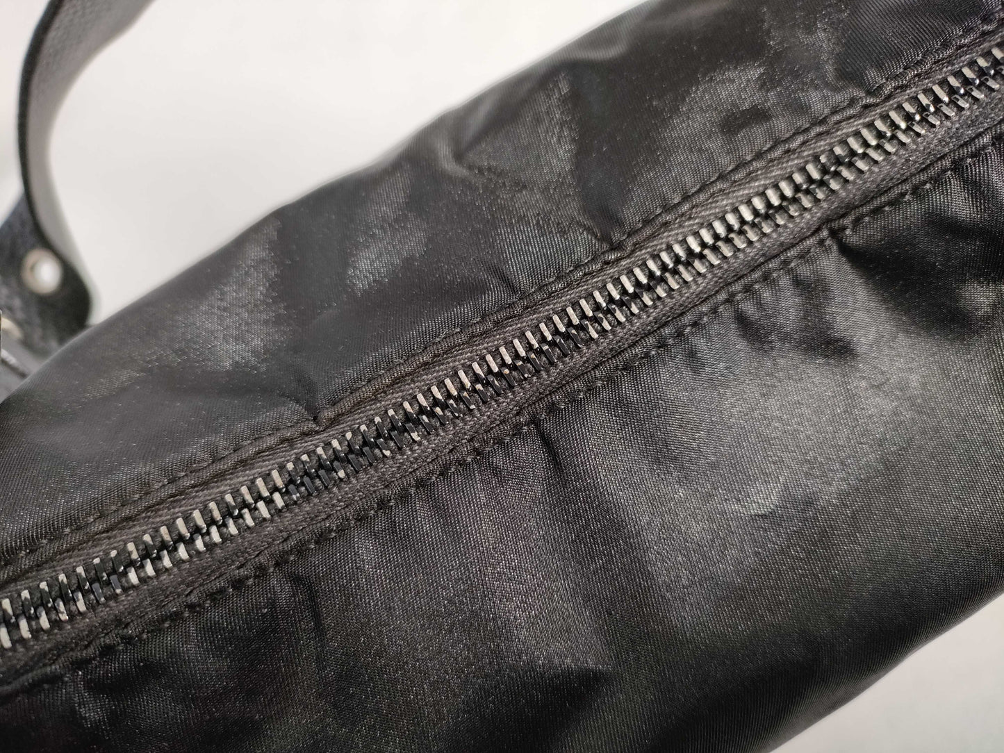 PRADA Nylon and Leather Shoulder Bag in Black