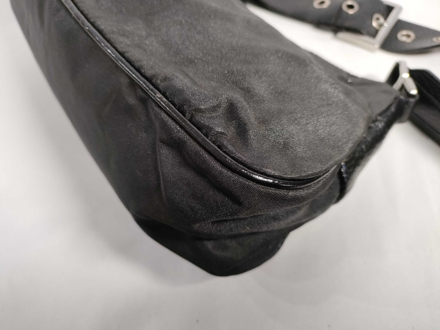 PRADA Nylon and Leather Shoulder Bag in Black