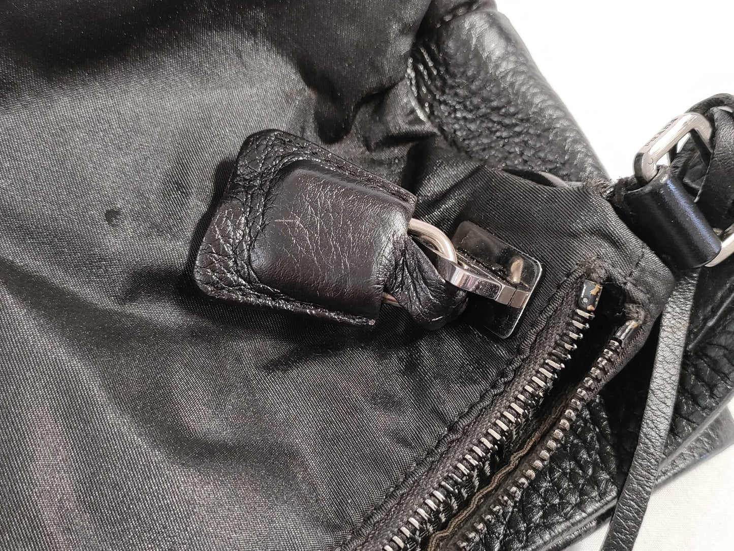 PRADA Nylon and Leather Shoulder Bag in Black