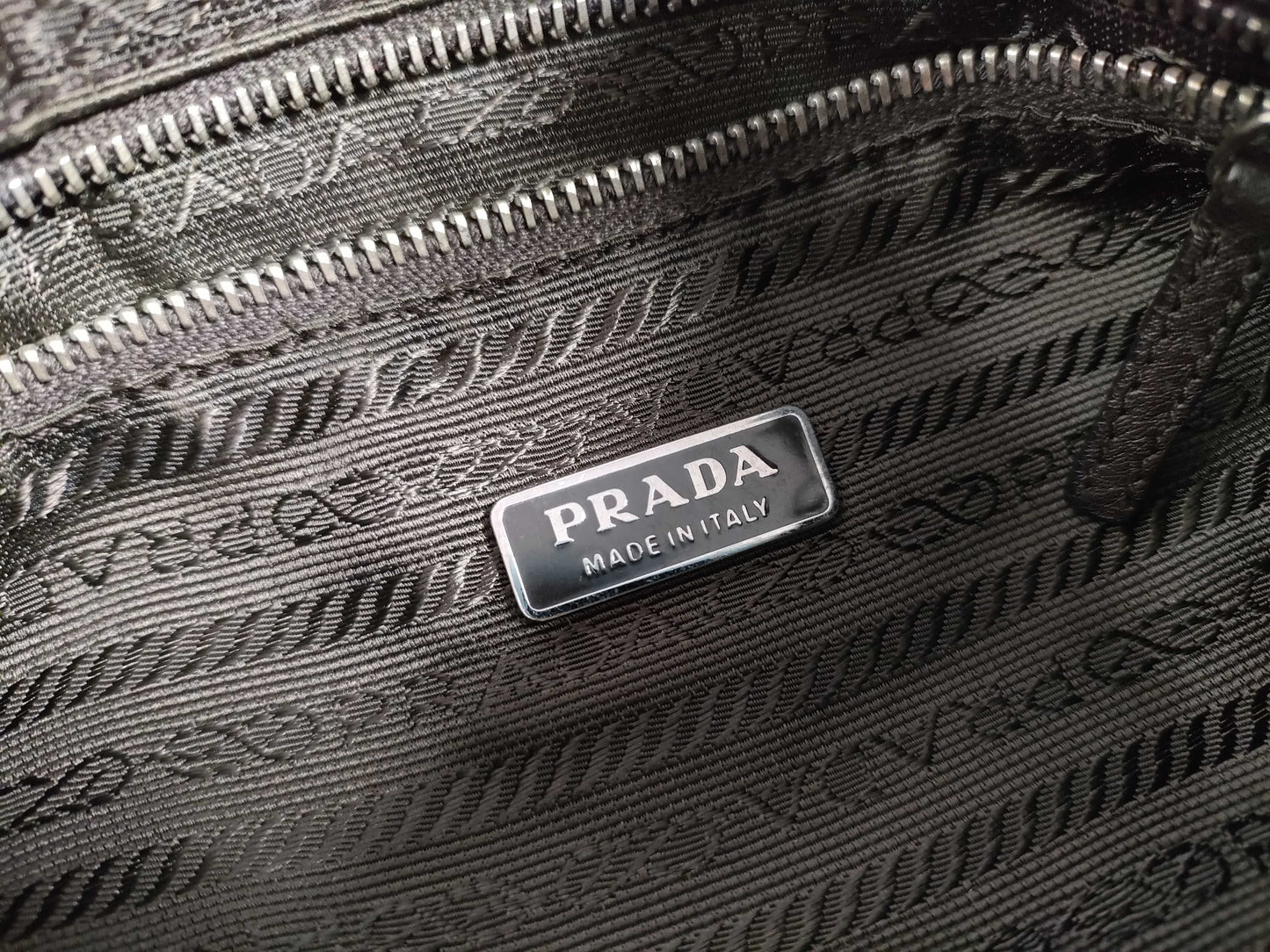 PRADA Nylon and Leather Shoulder Bag in Black