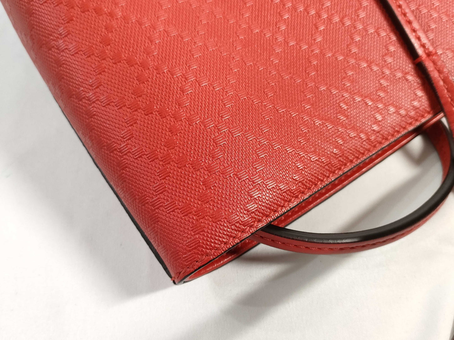 GUCCI Diamantellax Leather Tote Bag, Red