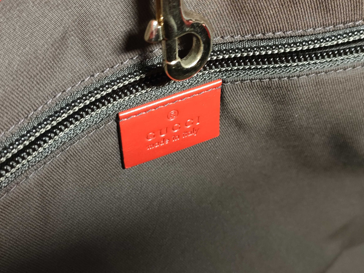 GUCCI Diamantellax Leather Tote Bag, Red