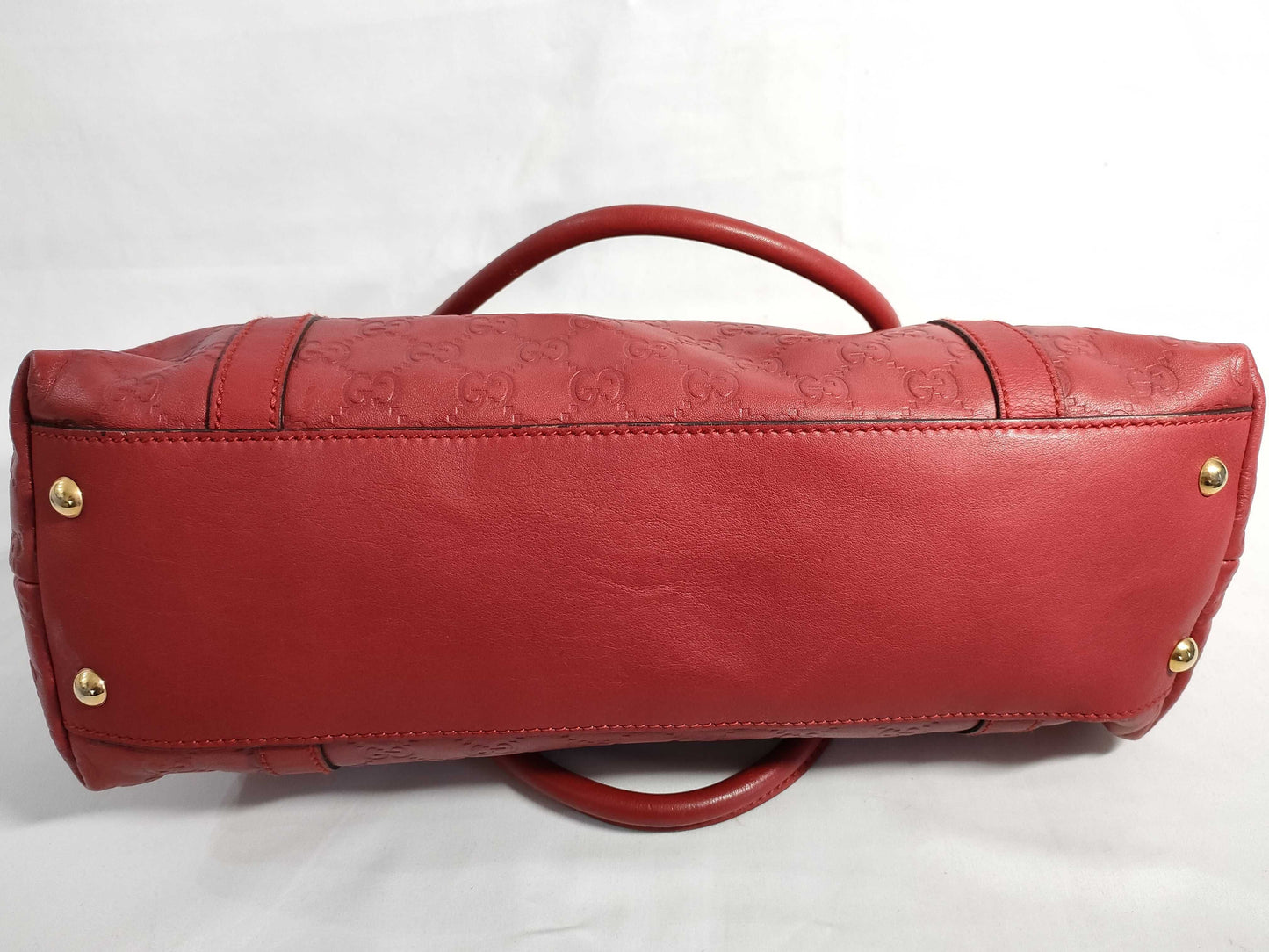 GUCCI Guccissima Tote Bag Micro Shimmer Leather GG Logo Red Tote Bag