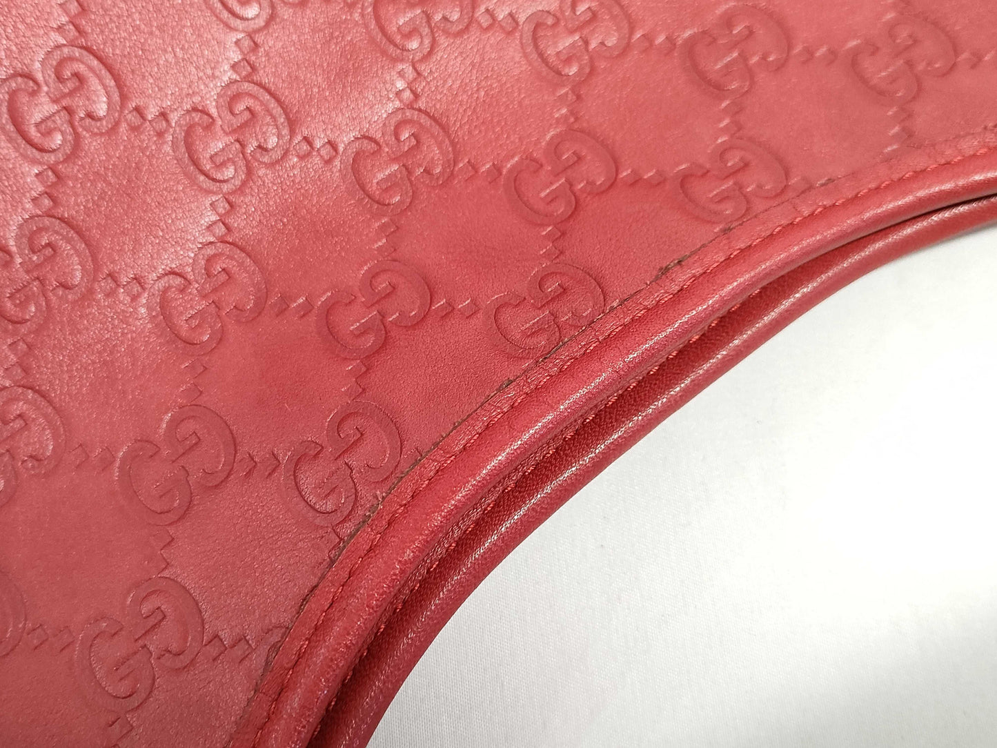 GUCCI Guccissima Tote Bag Micro Shimmer Leather GG Logo Red Tote Bag