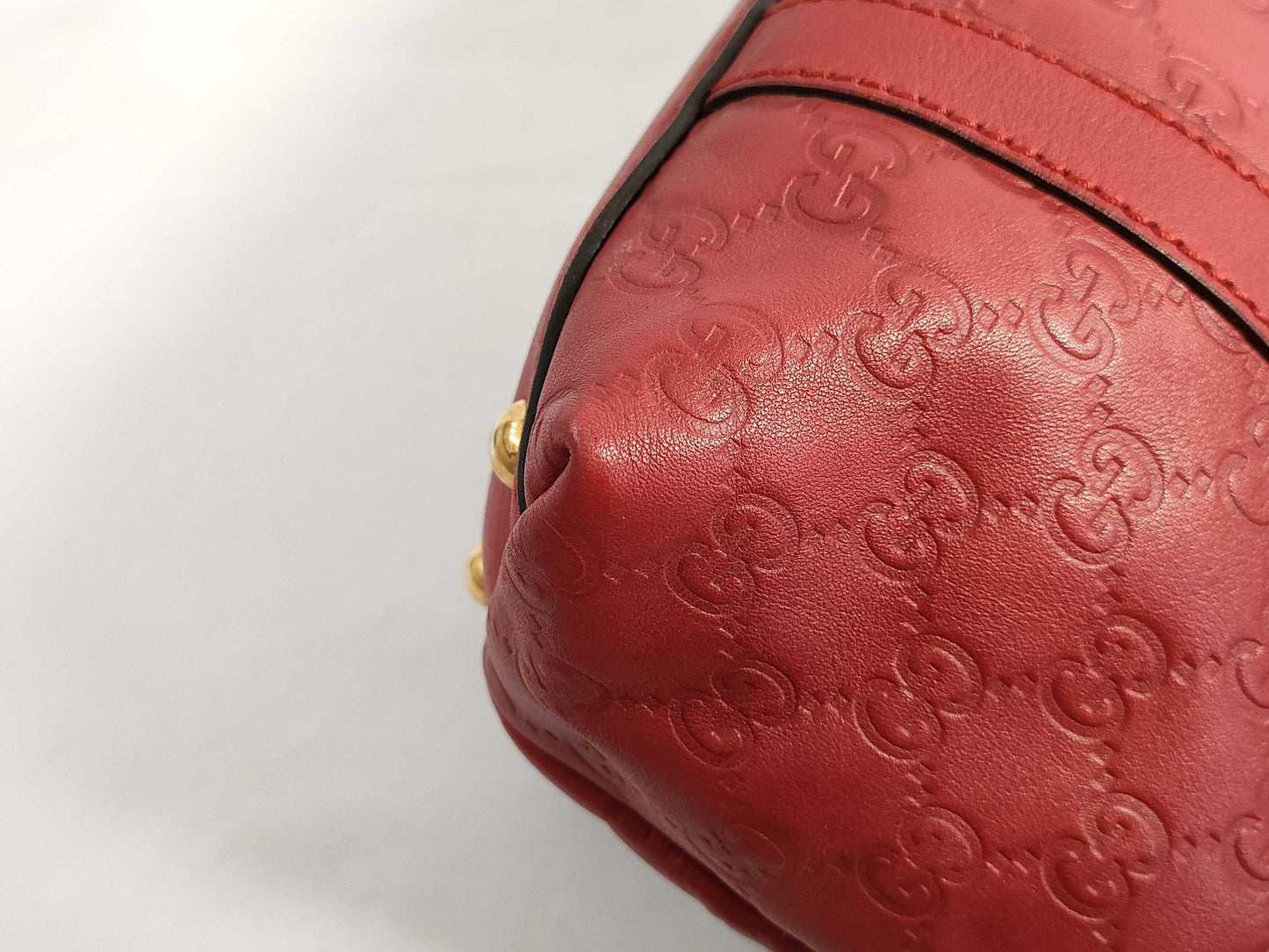 GUCCI Guccissima Tote Bag Micro Shimmer Leather GG Logo Red Tote Bag