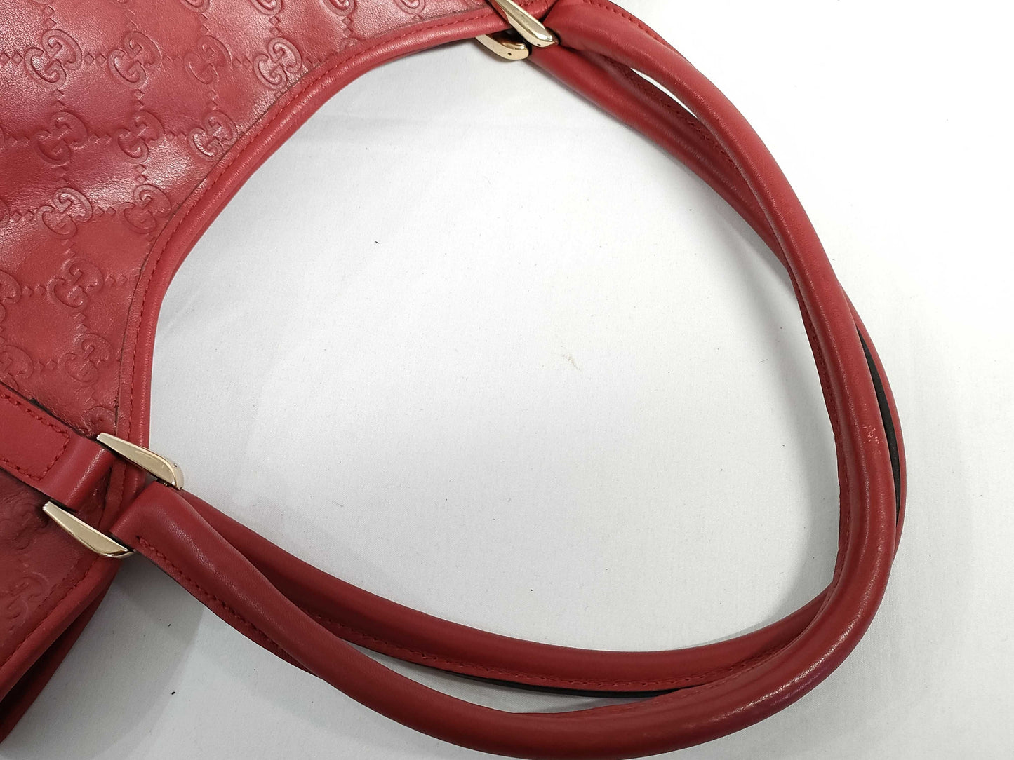 GUCCI Guccissima Tote Bag Micro Shimmer Leather GG Logo Red Tote Bag