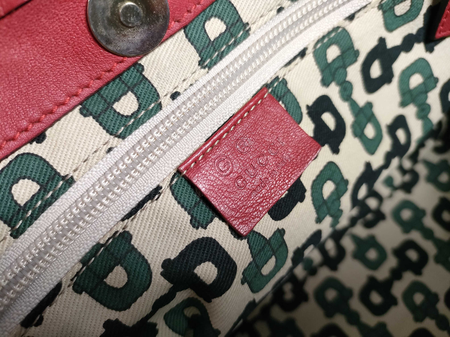 GUCCI Guccissima Tote Bag Micro Shimmer Leather GG Logo Red Tote Bag