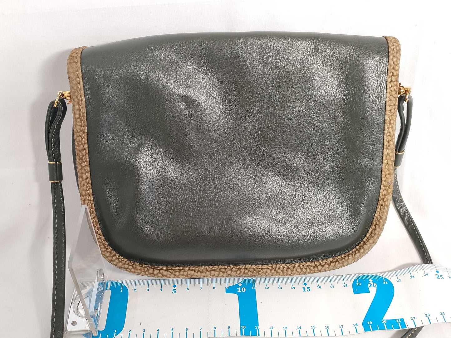 BORBONESE Shoulder Bag Leather Green Shoulder Bag