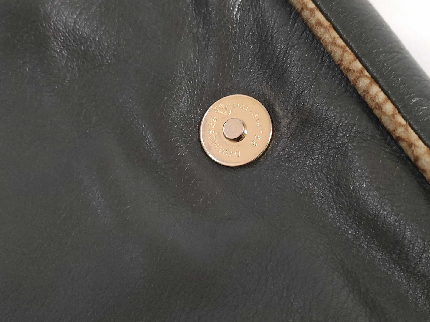 BORBONESE Shoulder Bag Leather Green Shoulder Bag