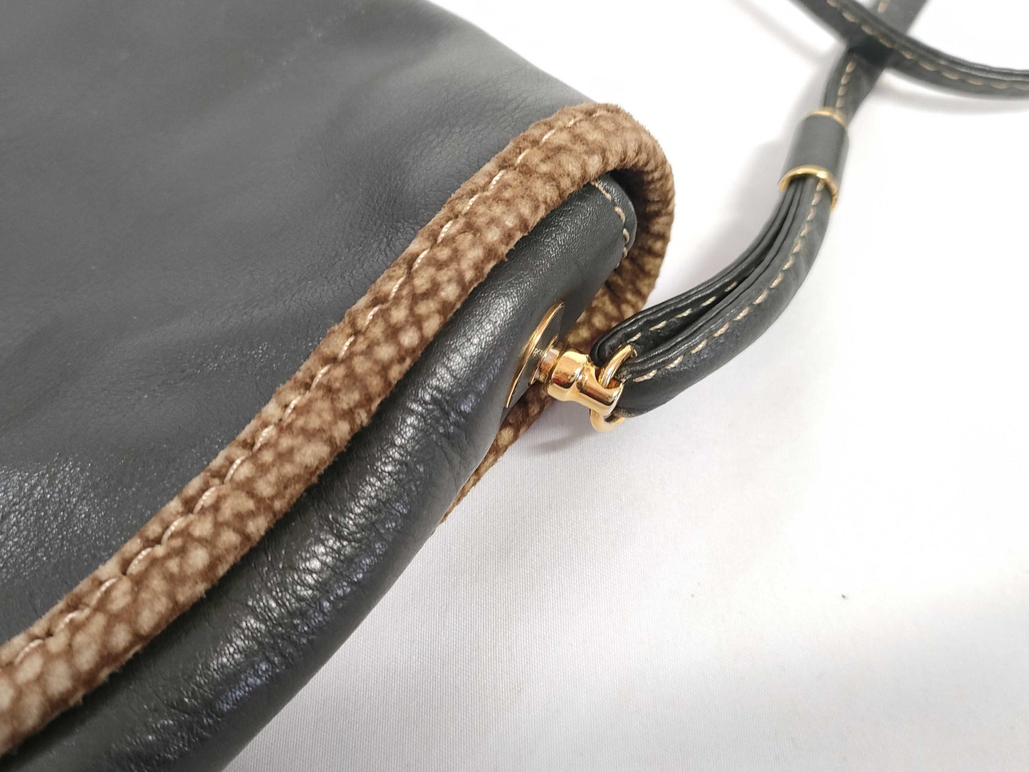 BORBONESE Shoulder Bag Leather Green Shoulder Bag