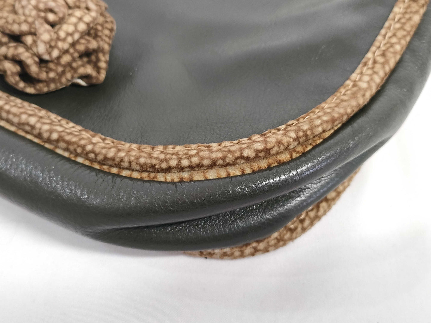 BORBONESE Shoulder Bag Leather Green Shoulder Bag