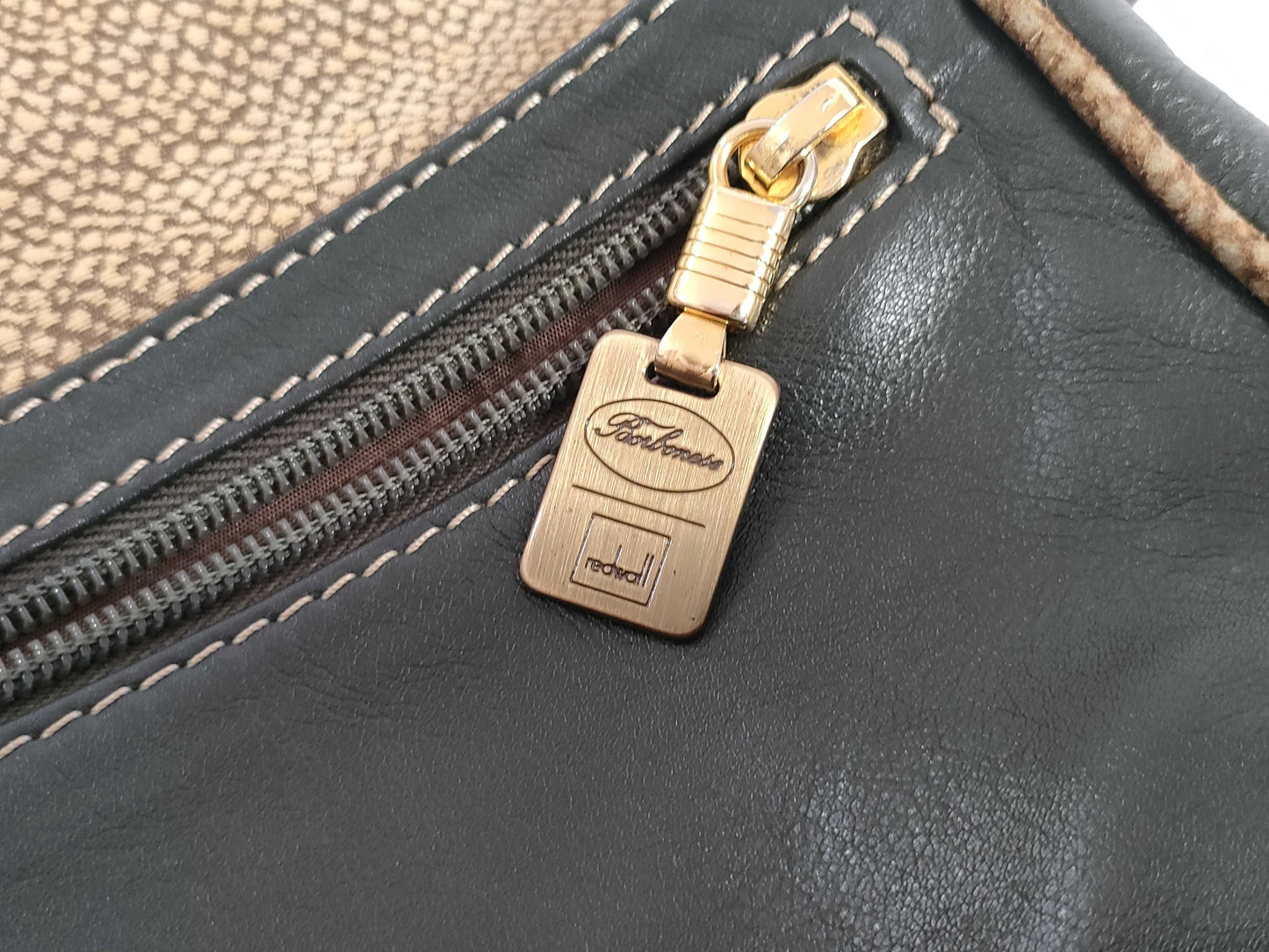 BORBONESE Shoulder Bag Leather Green Shoulder Bag