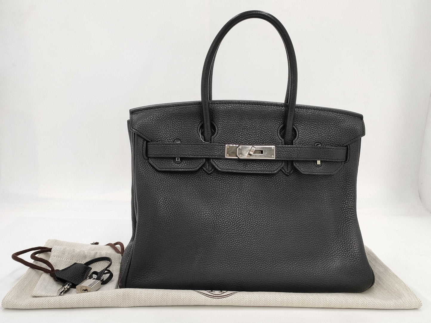 HERMES Birkin 30 Togo Black with Silver Hardware, Large Handbag