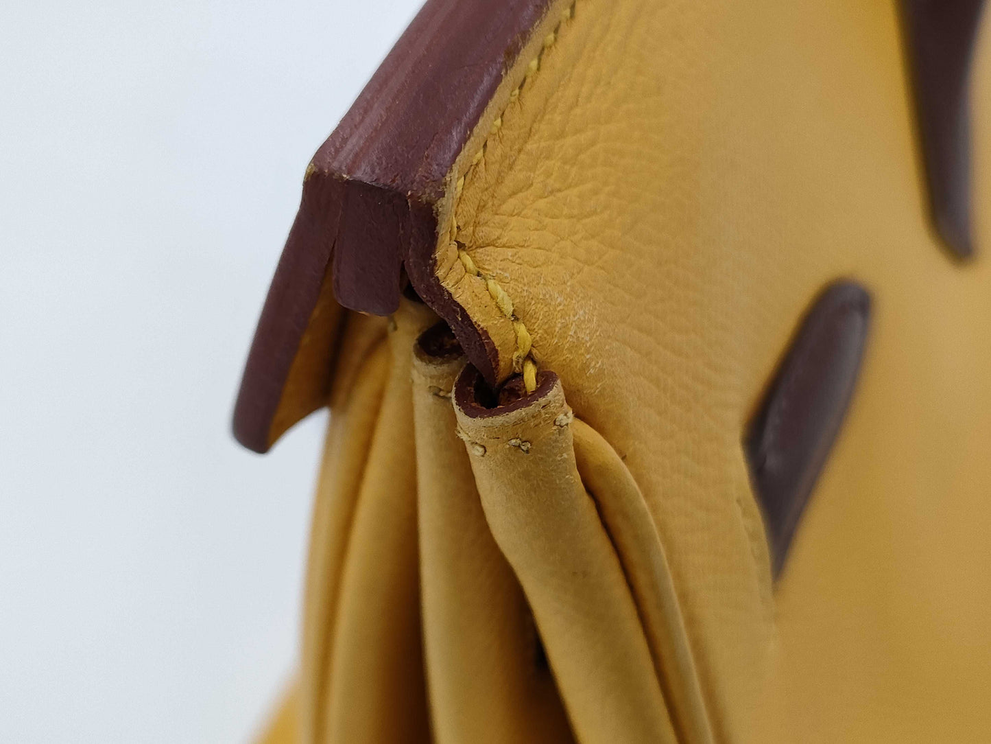 HERMES Birkin 35 Couchvel Havana x Jaune Gold Hardware Handbag