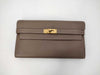 HERMES Kelly Wallet Long Etoupe Gold Hardware C Stamp Wallet