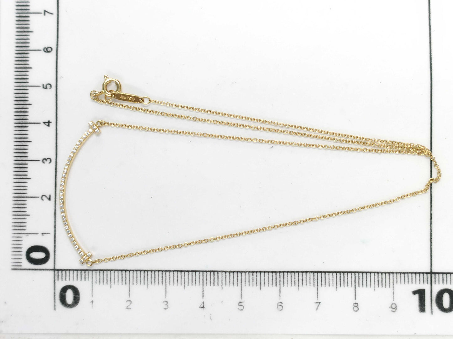 Tiffany & Co. T Smile Small Diamond Necklace in Yellow Gold and Au750, 2.3g