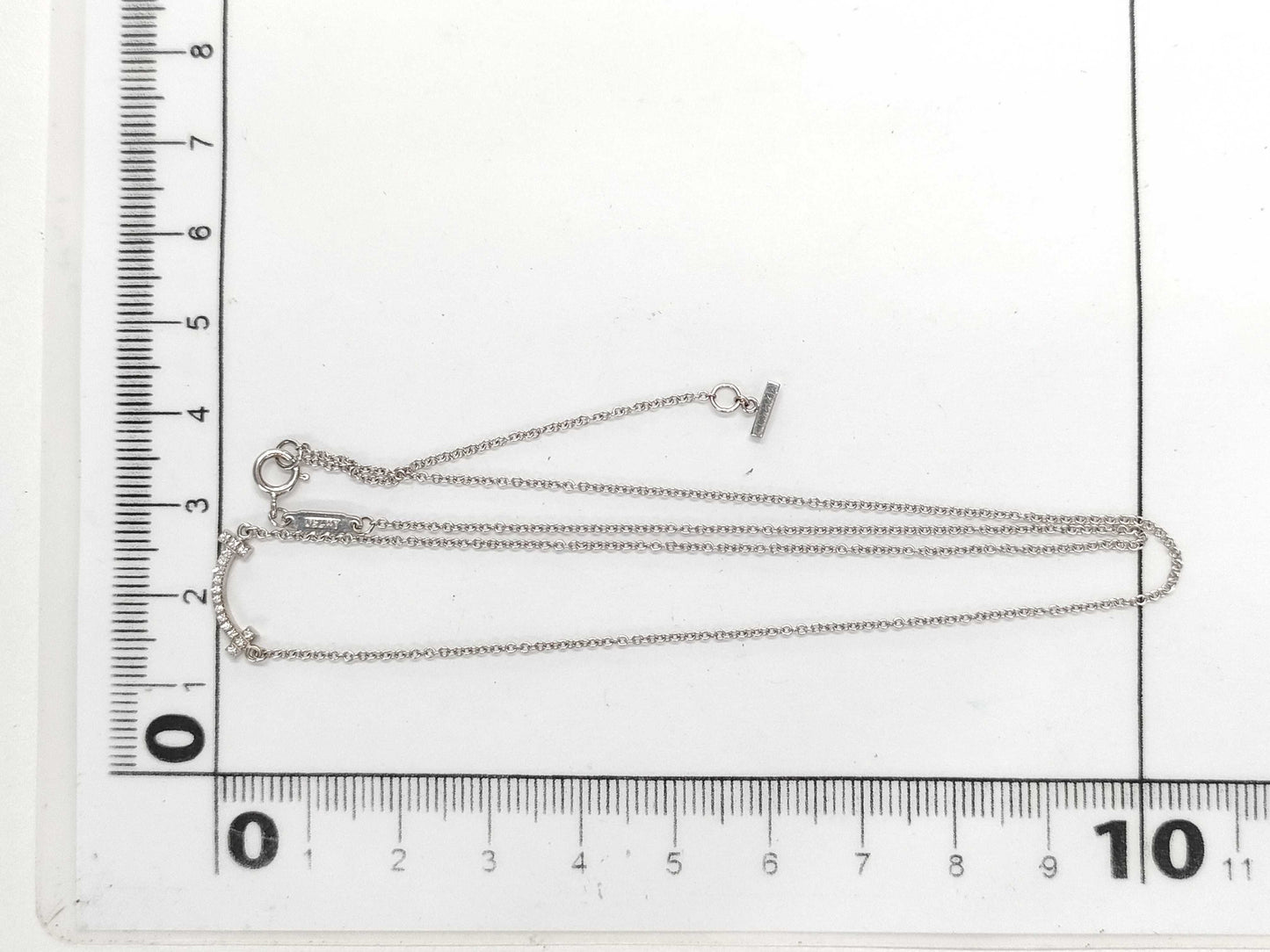 Tiffany & Co. T Smile Mini Diamond Necklace in WG Au750, 2.3g