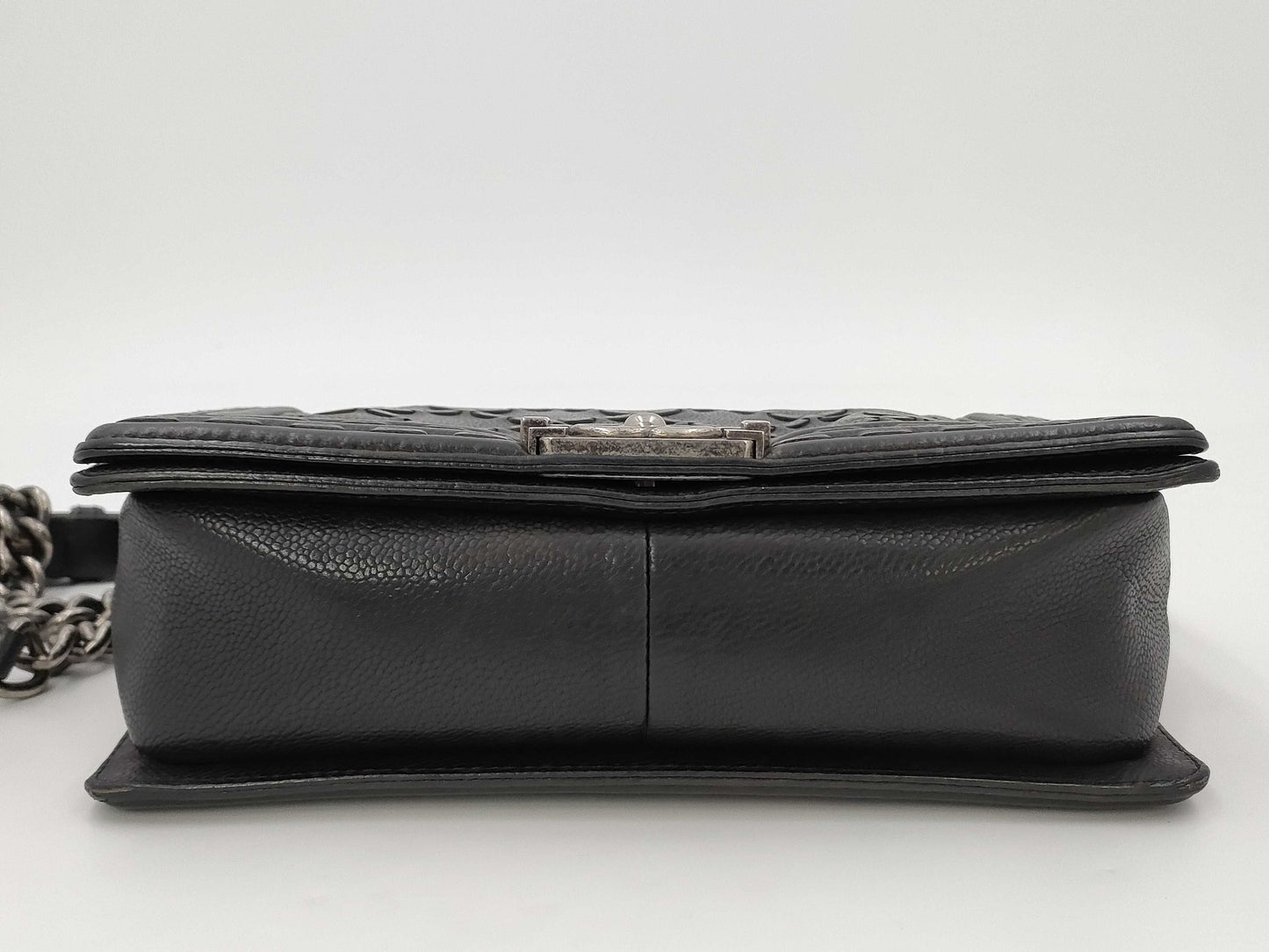CHANEL Boy Chanel Caviar Leather Black with Silver Hardware Shoulder Bag