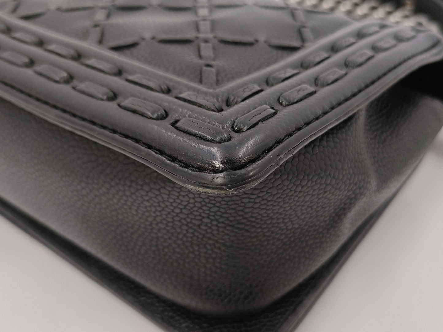 CHANEL Boy Chanel Caviar Leather Black with Silver Hardware Shoulder Bag