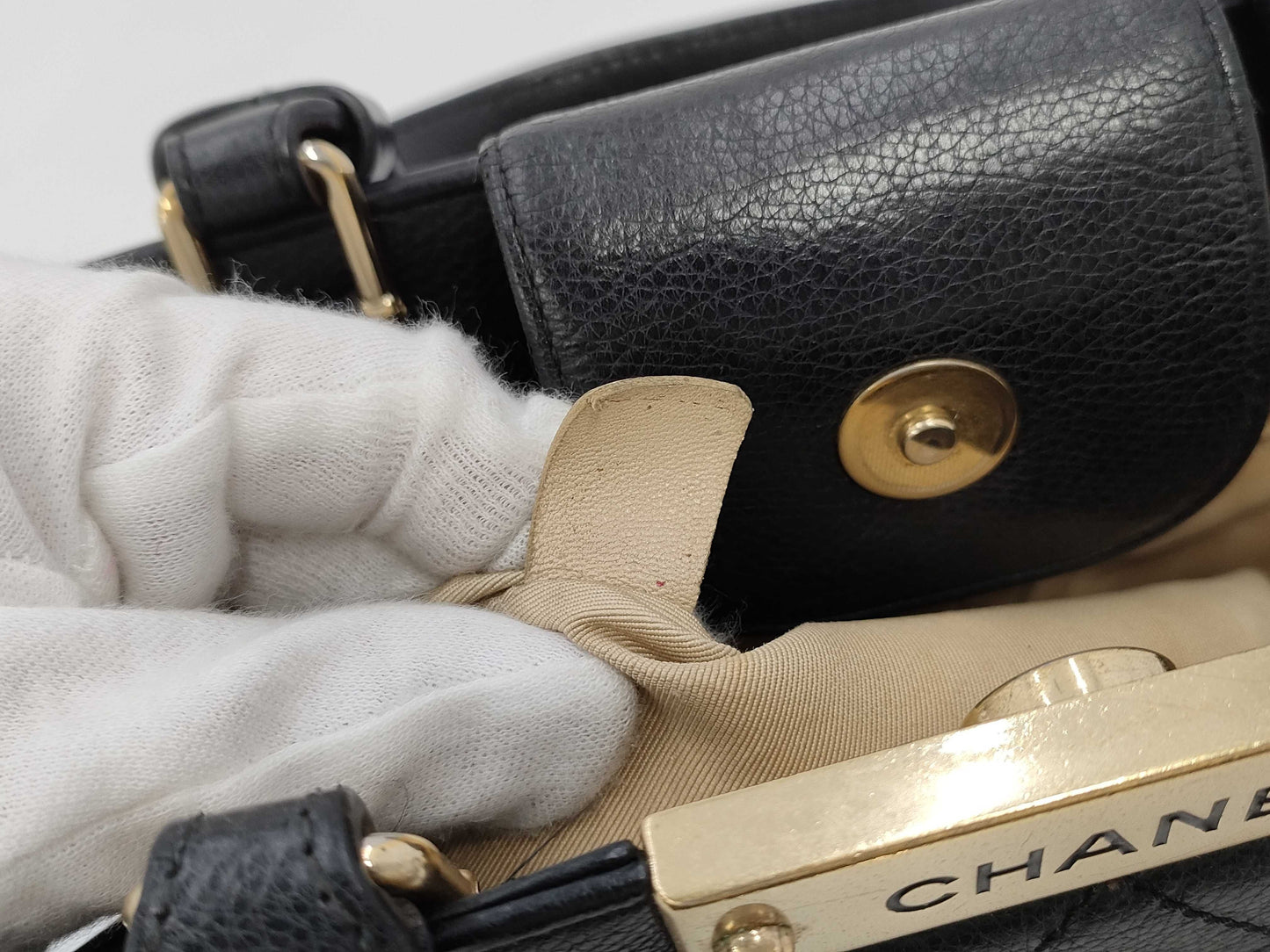 CHANEL 2-way handbag, No. 23, black with gold hardware