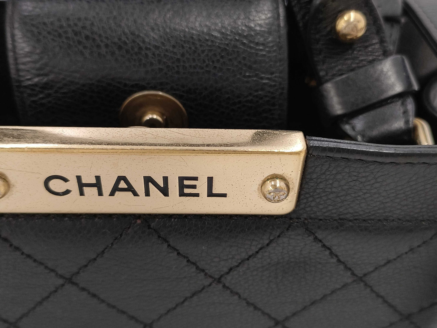 CHANEL 2-way handbag, No. 23, black with gold hardware