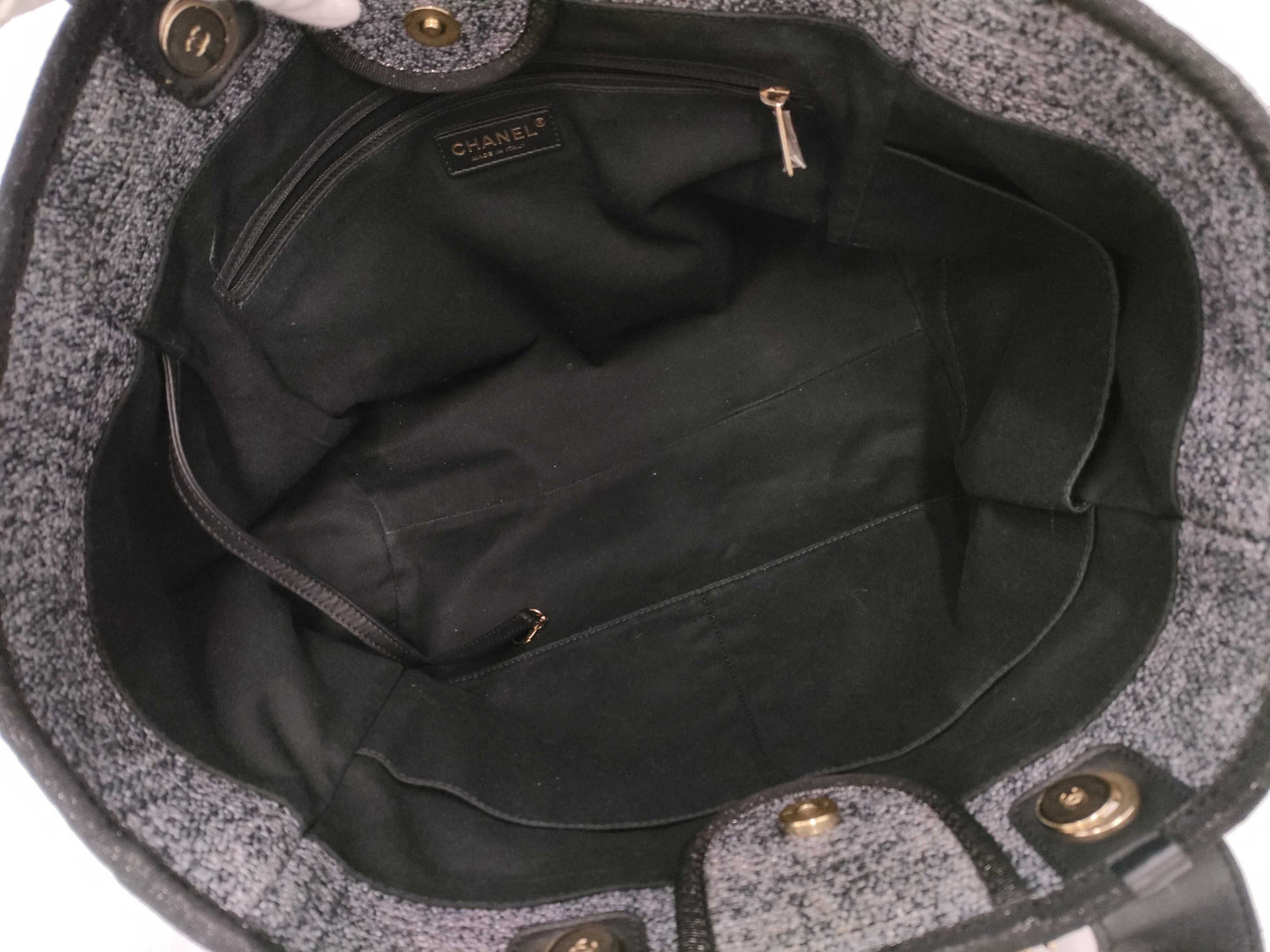 CHANEL Deauville Tote Bag with Plate
