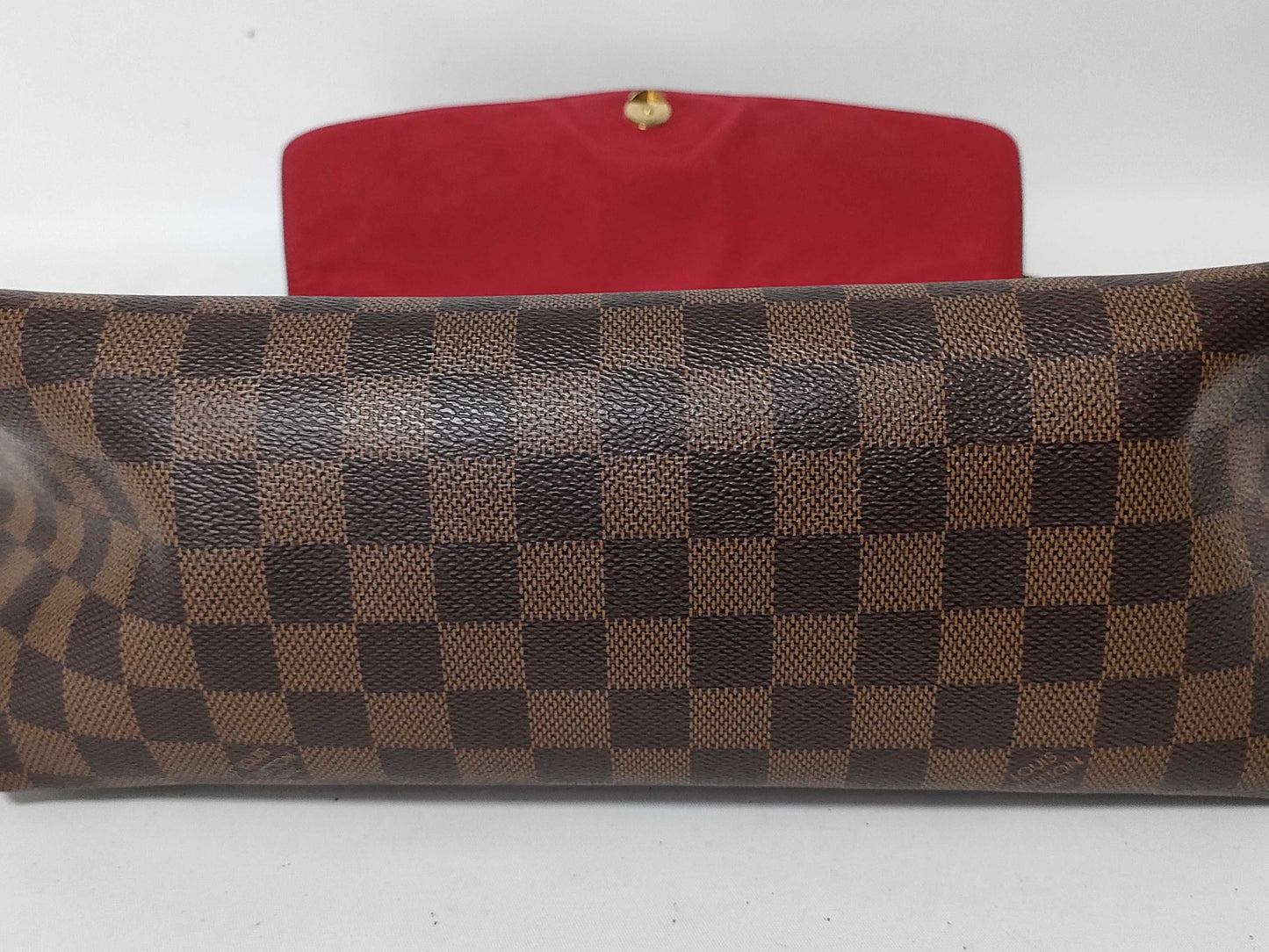 LOUIS VUITTON Damier LV Bobur Scarlet Handle Strap Name Tag Handbag
