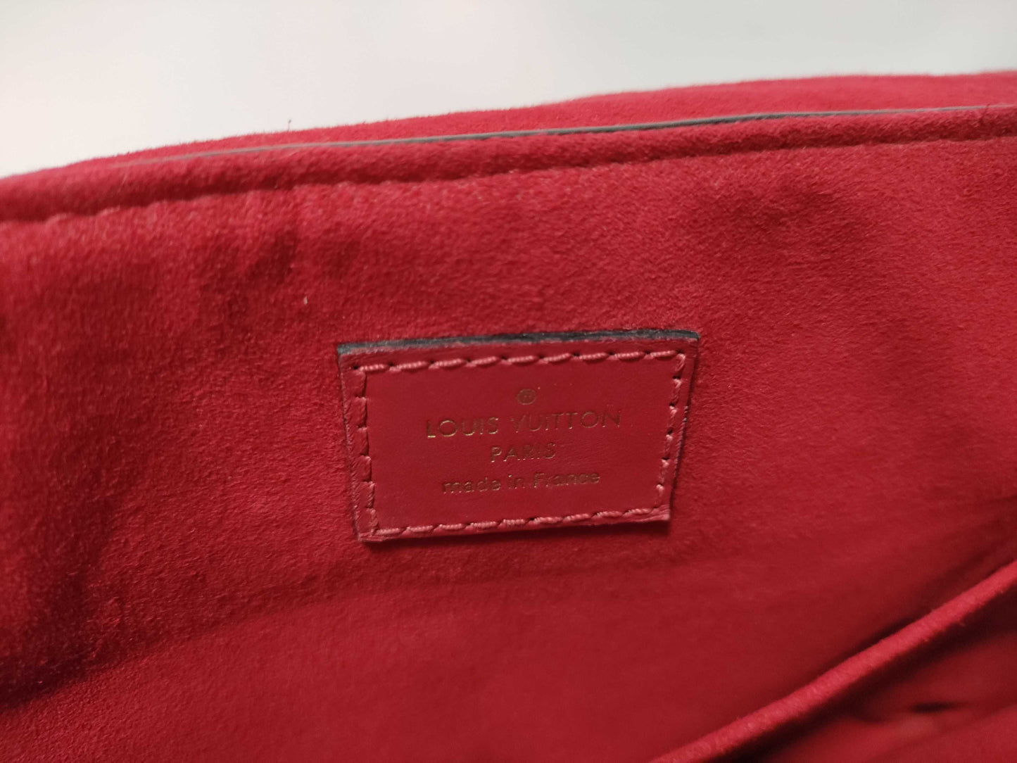 LOUIS VUITTON Damier LV Bobur Scarlet Handle Strap Name Tag Handbag