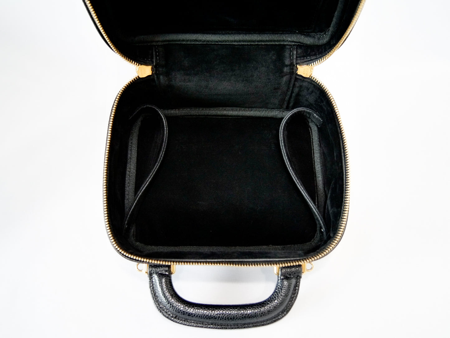 CHANEL Caviar Skin Vanity Coco Mark 2-Way Shoulder Bag Black Vanity Bag
