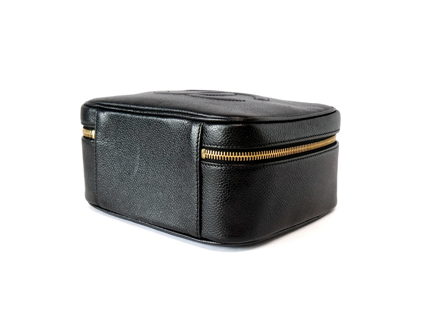 CHANEL Caviar Skin Vanity Coco Mark 2-Way Shoulder Bag Black Vanity Bag