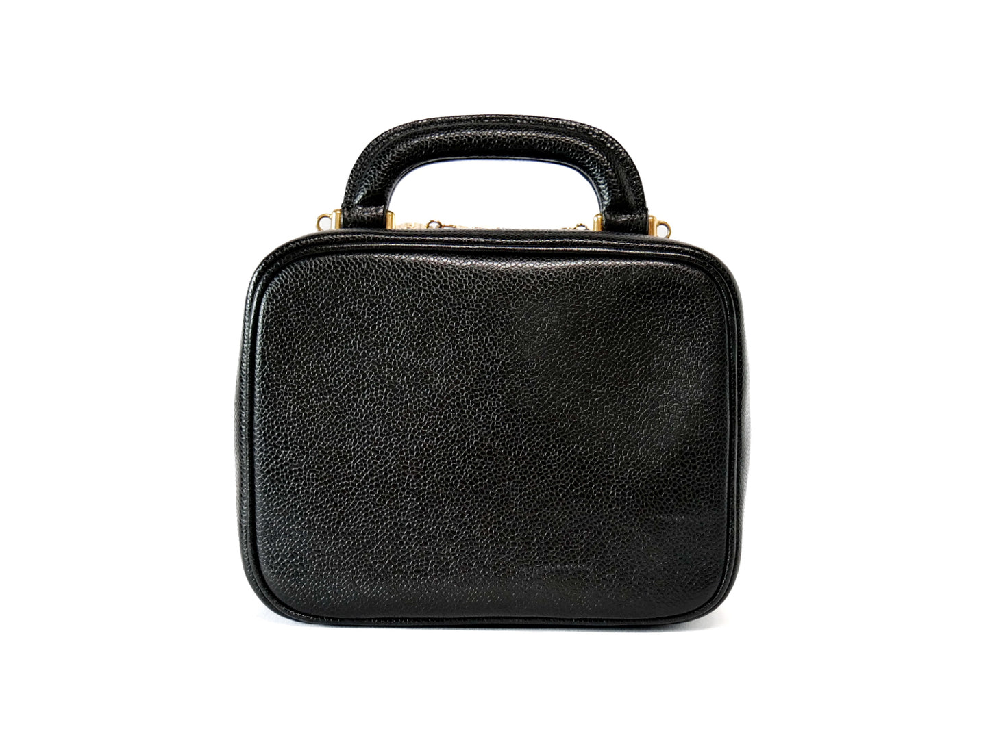 CHANEL Caviar Skin Vanity Coco Mark 2-Way Shoulder Bag Black Vanity Bag