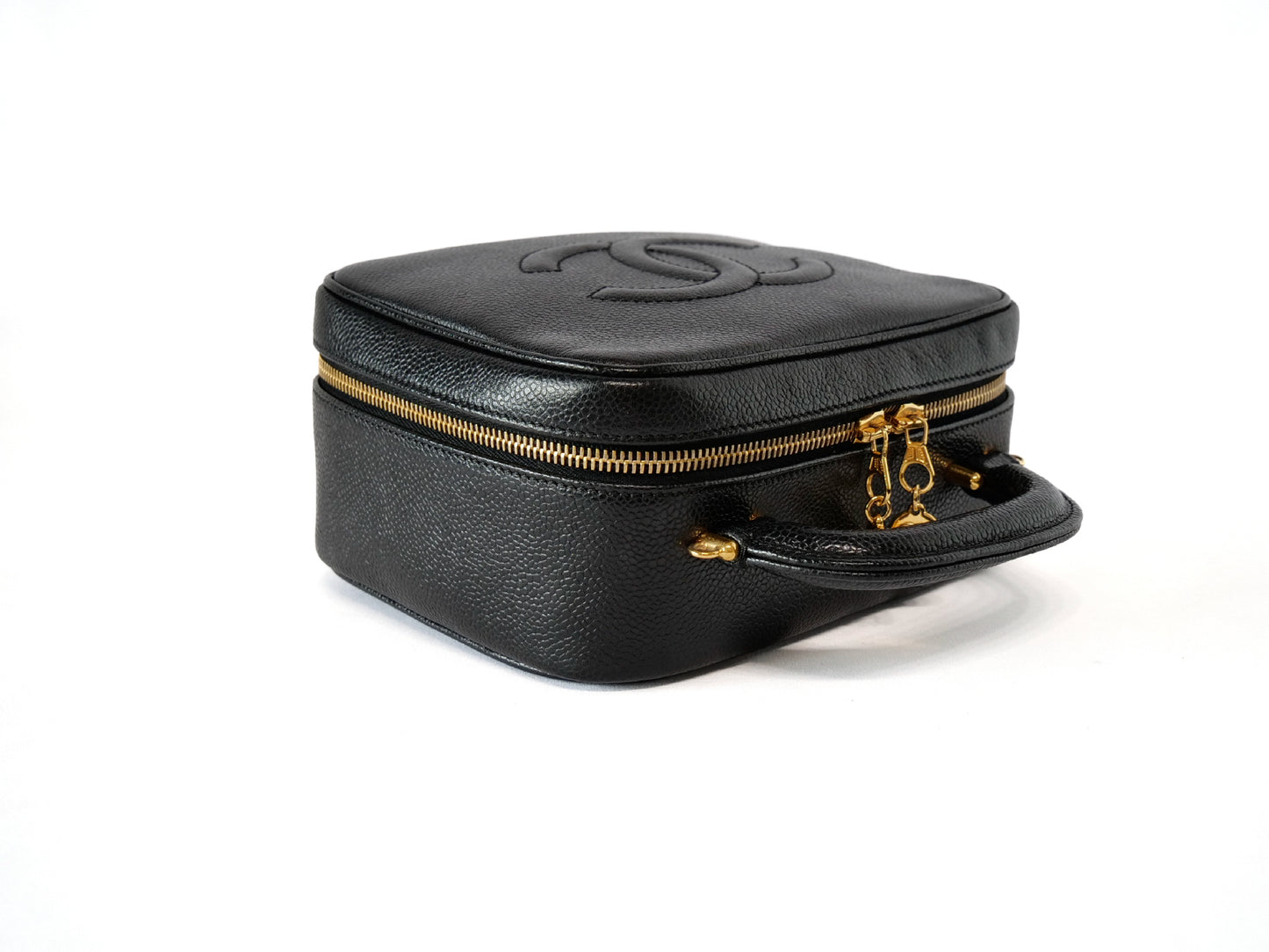CHANEL Caviar Skin Vanity Coco Mark 2-Way Shoulder Bag Black Vanity Bag