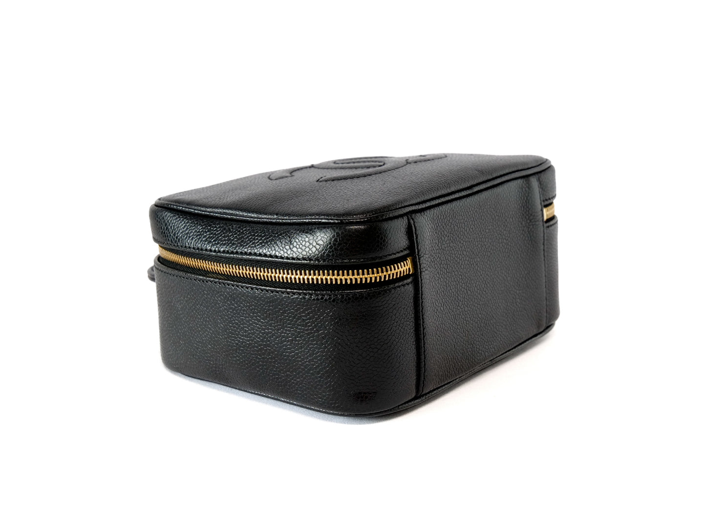 CHANEL Caviar Skin Vanity Coco Mark 2-Way Shoulder Bag Black Vanity Bag
