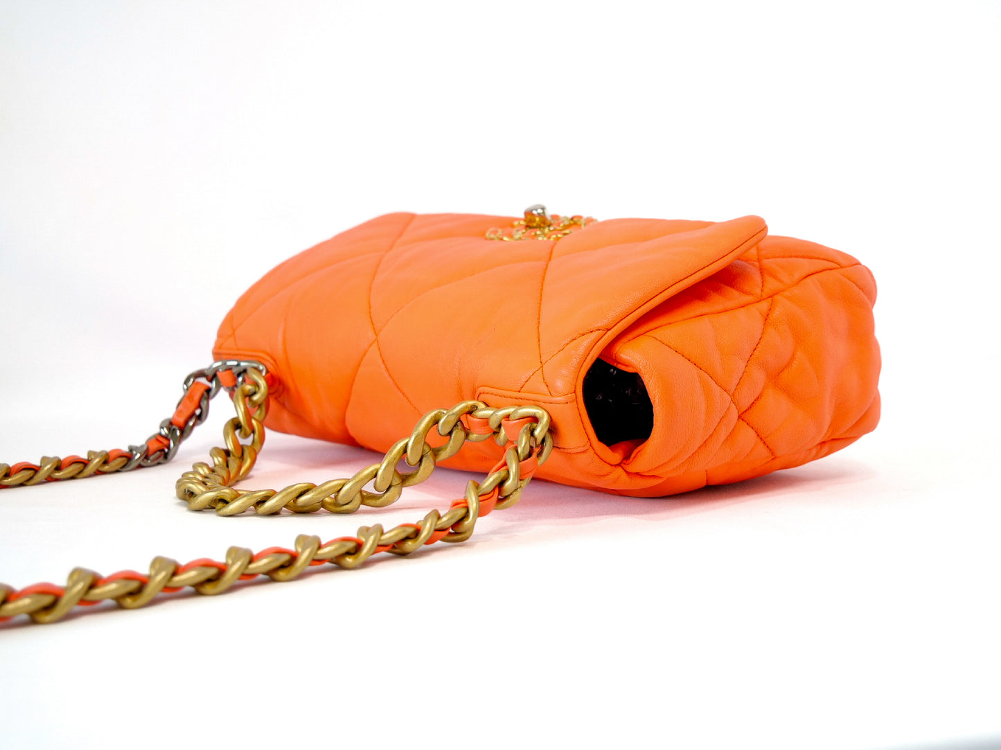 CHANEL Chanel 19 Chain Shoulder Bag Orange Serial Seal Coco Mark Shoulder Bag