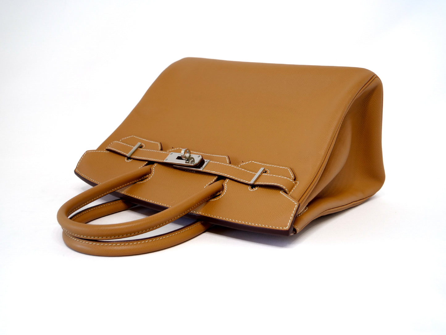 HERMES Birkin 30 Epson Handbag with K Stamp and Rain Cover