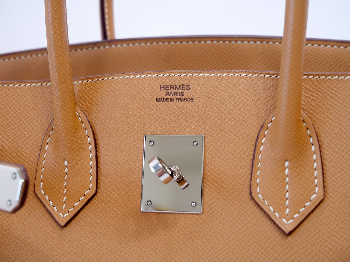 HERMES Birkin 30 Epson Handbag with K Stamp and Rain Cover