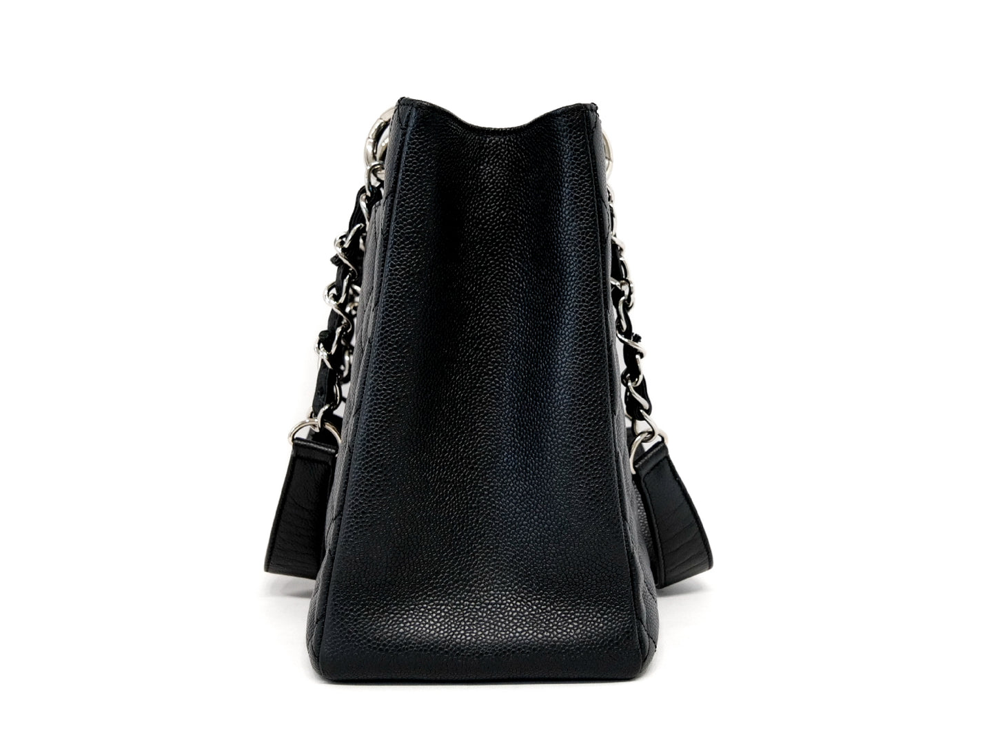 CHANEL GST Serial Silver Hardware Caviar Leather Chain Tote Bag