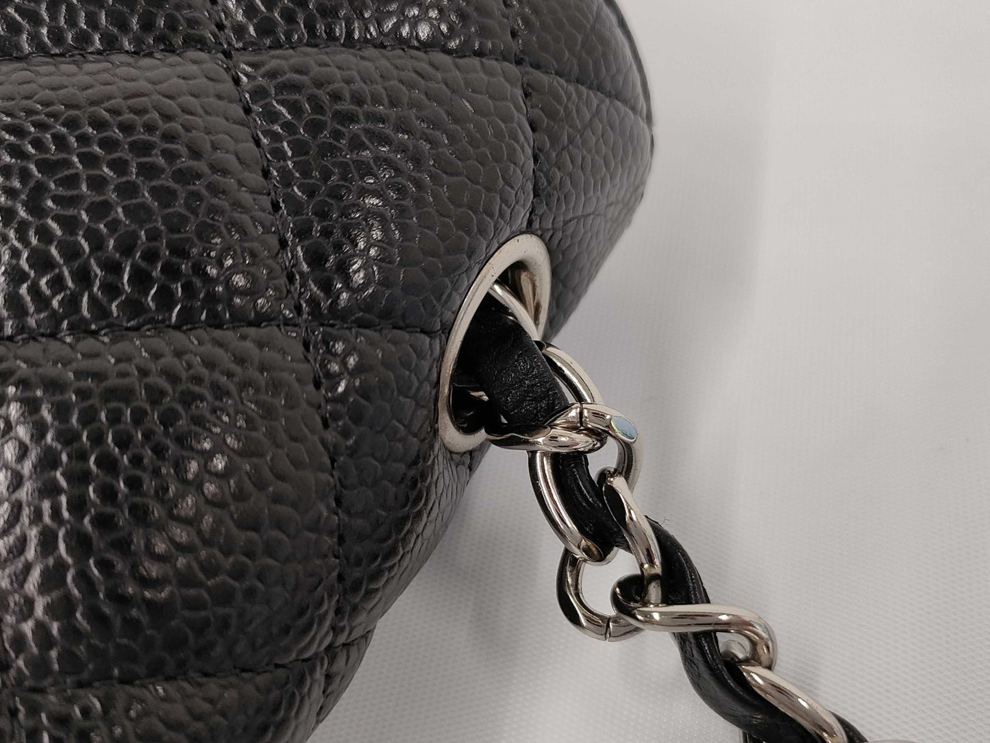 CHANEL CHANEL Double Fumatelasse Caviar Leather Chain Shoulder Bag